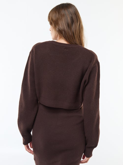 Zwangerschapssetje met halflange jurk met ribbeltextuur + korte trui - Kiabi