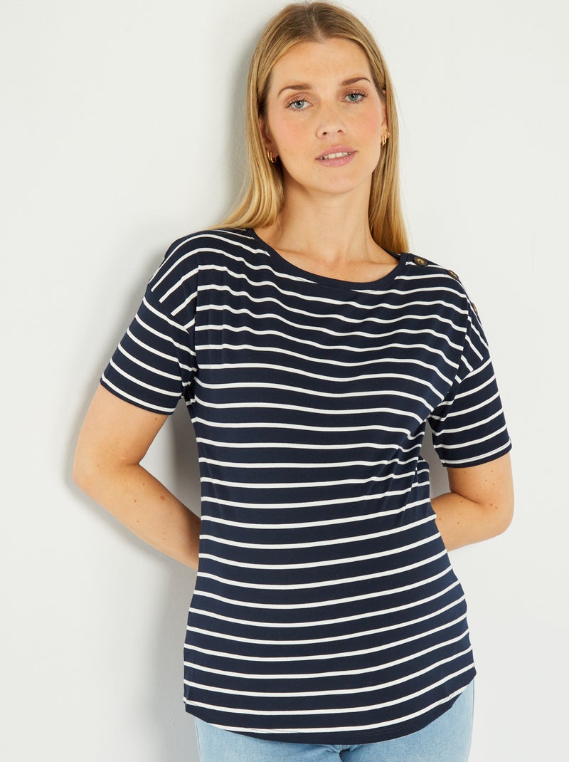 Zwangerschapsshirt in marinestijl BLAUW - Kiabi