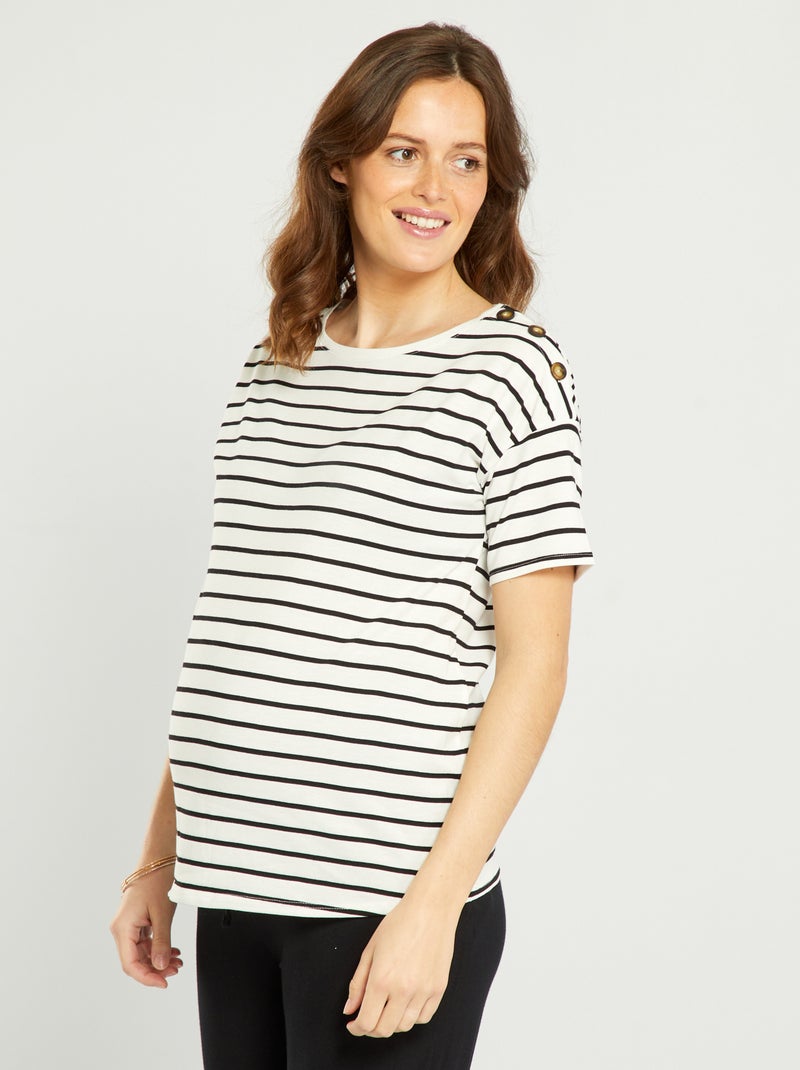 Zwangerschapsshirt in marinestijl WIT - Kiabi