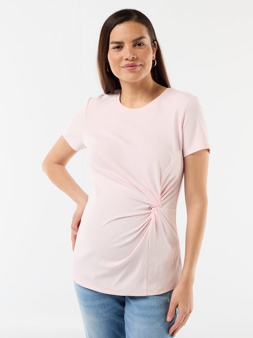 Zwangerschapsshirt met gedrapeerde ronde hals - Kiabi