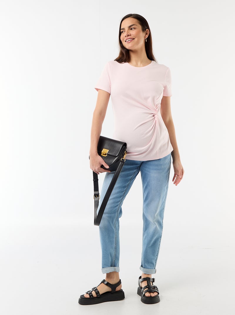 Zwangerschapsshirt met gedrapeerde ronde hals Rose - Kiabi