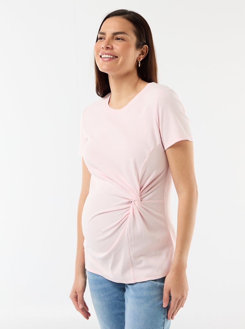 Zwangerschapsshirt met gedrapeerde ronde hals Rose - Kiabi