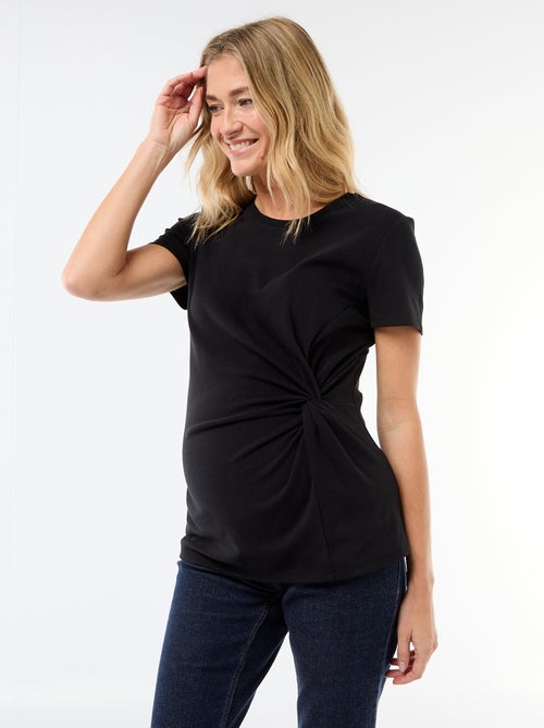 Zwangerschapsshirt met gedrapeerde ronde hals - Kiabi