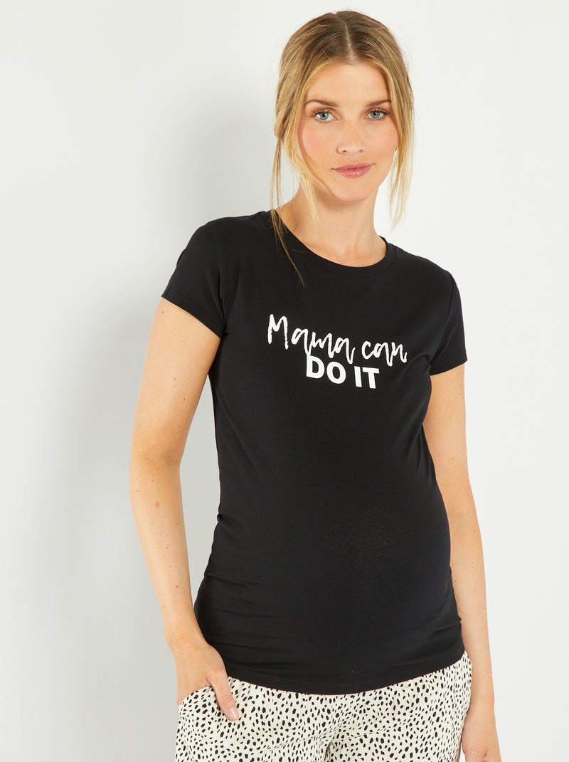 Zwangerschapsshirt met opschrift ZWART - Kiabi