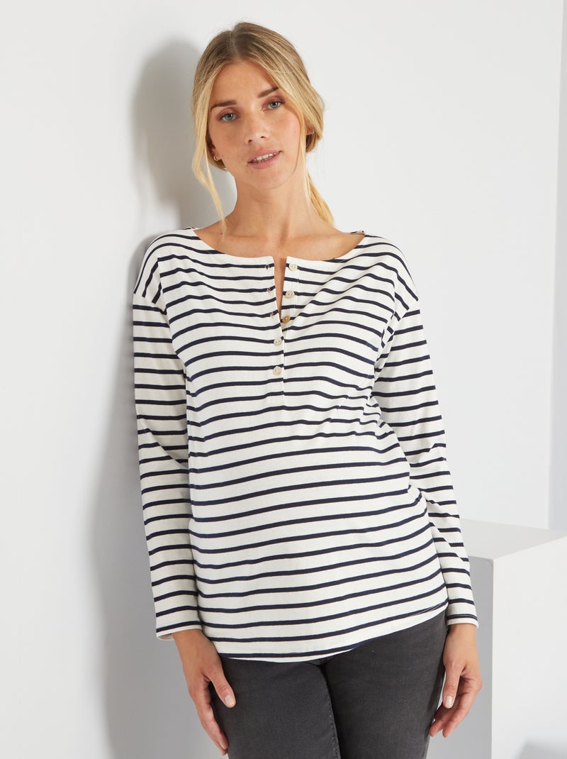 Zwangerschapsshirt met ronde hals WIT - Kiabi