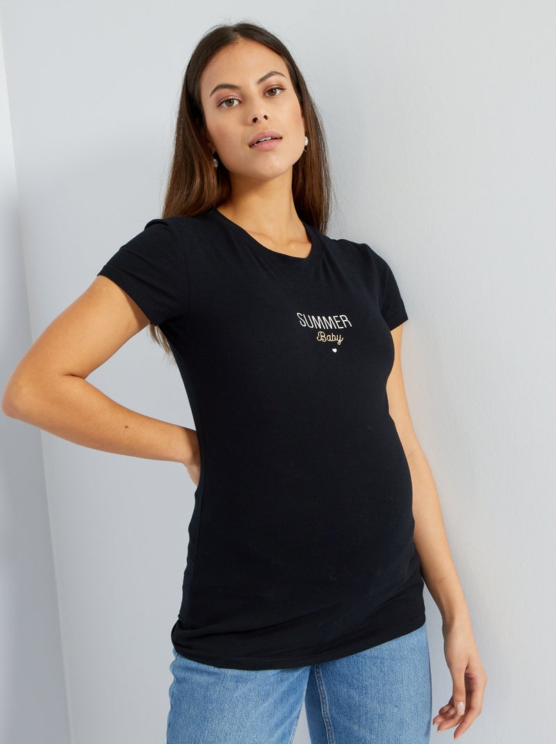 Zwangerschapsshirt 'Summer baby' ZWART - Kiabi