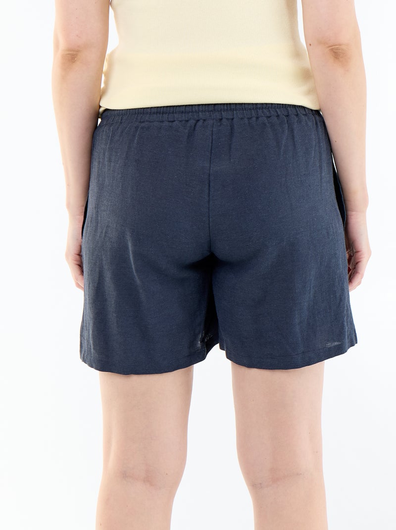 Zwangerschapsshort van bedrukt linnen Blauw - Kiabi