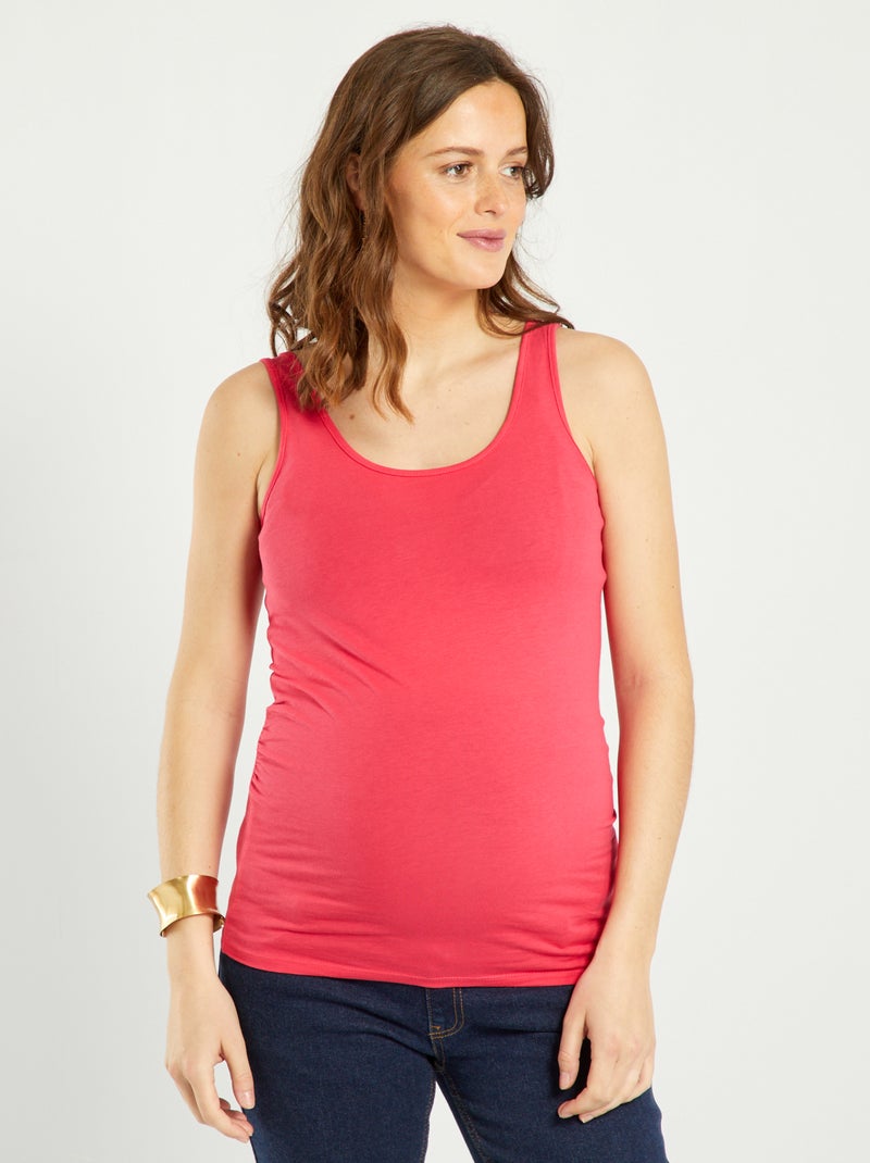 Zwangerschapssinglet van effen stretchjersey roze - Kiabi