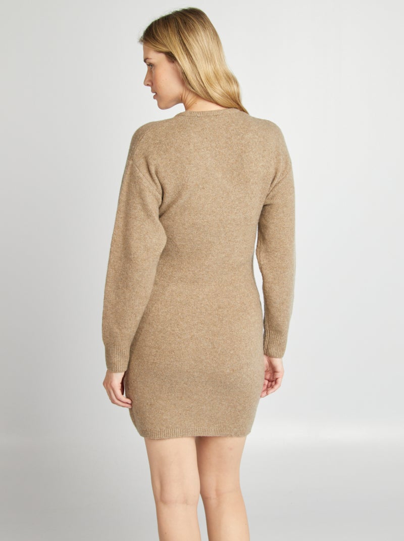 Zwangerschapstrui-jurk met ceintuur BRUIN - Kiabi