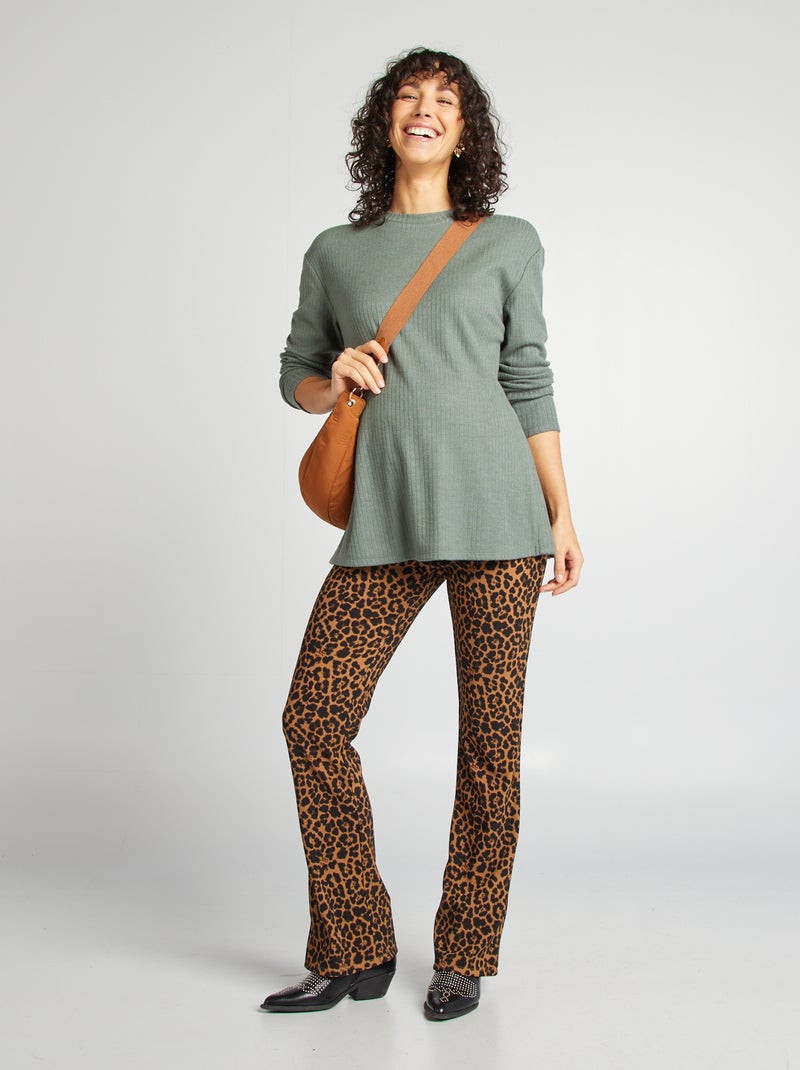 Zwangerschapstrui met ribbeltextuur GROEN - Kiabi