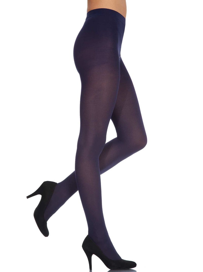 Zwarte ondoorzichtige fluwelen panty 'DIM' 50D marineblauw - Kiabi