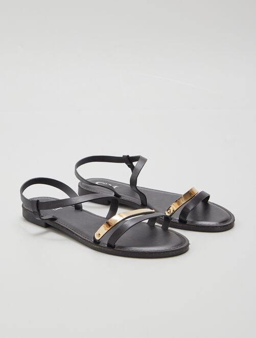Zwarte sandalen met goudkleurig detail - Kiabi