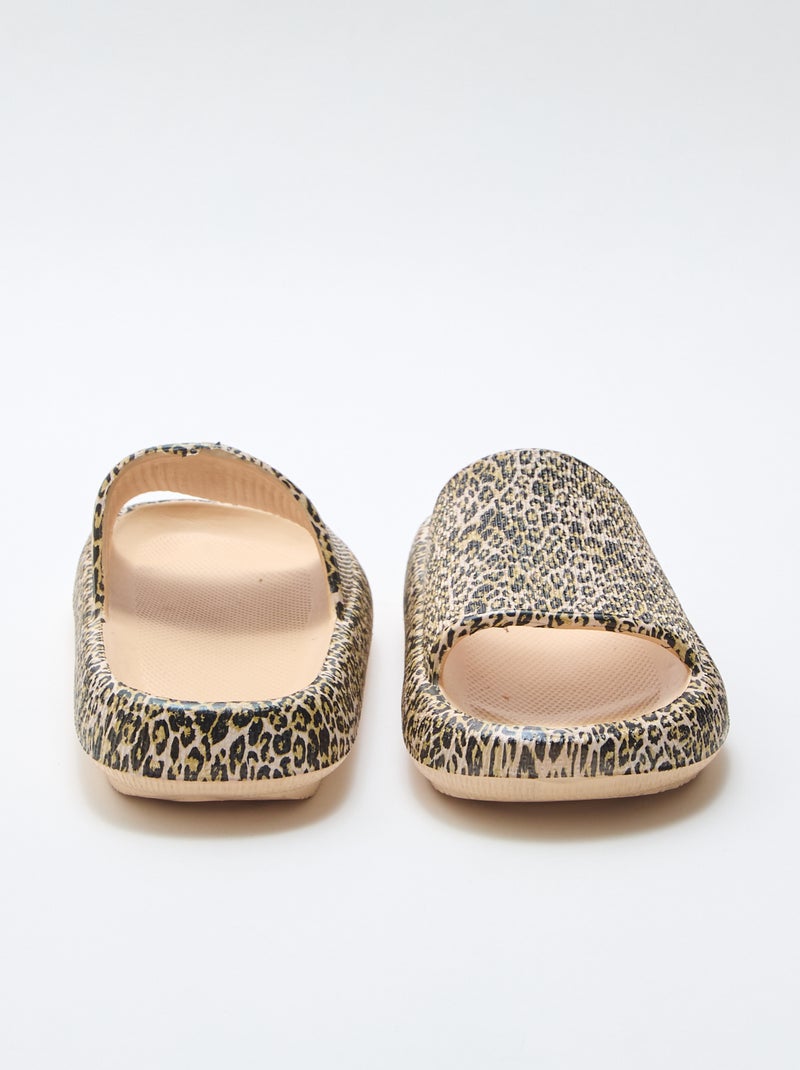 Zwembadslipper met luipaardprint Biege - Kiabi