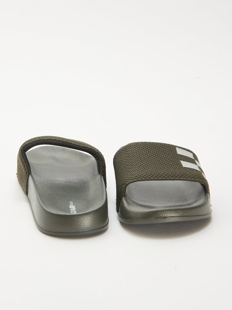 Zwembadslippers met band van mesh Kaki - Kiabi