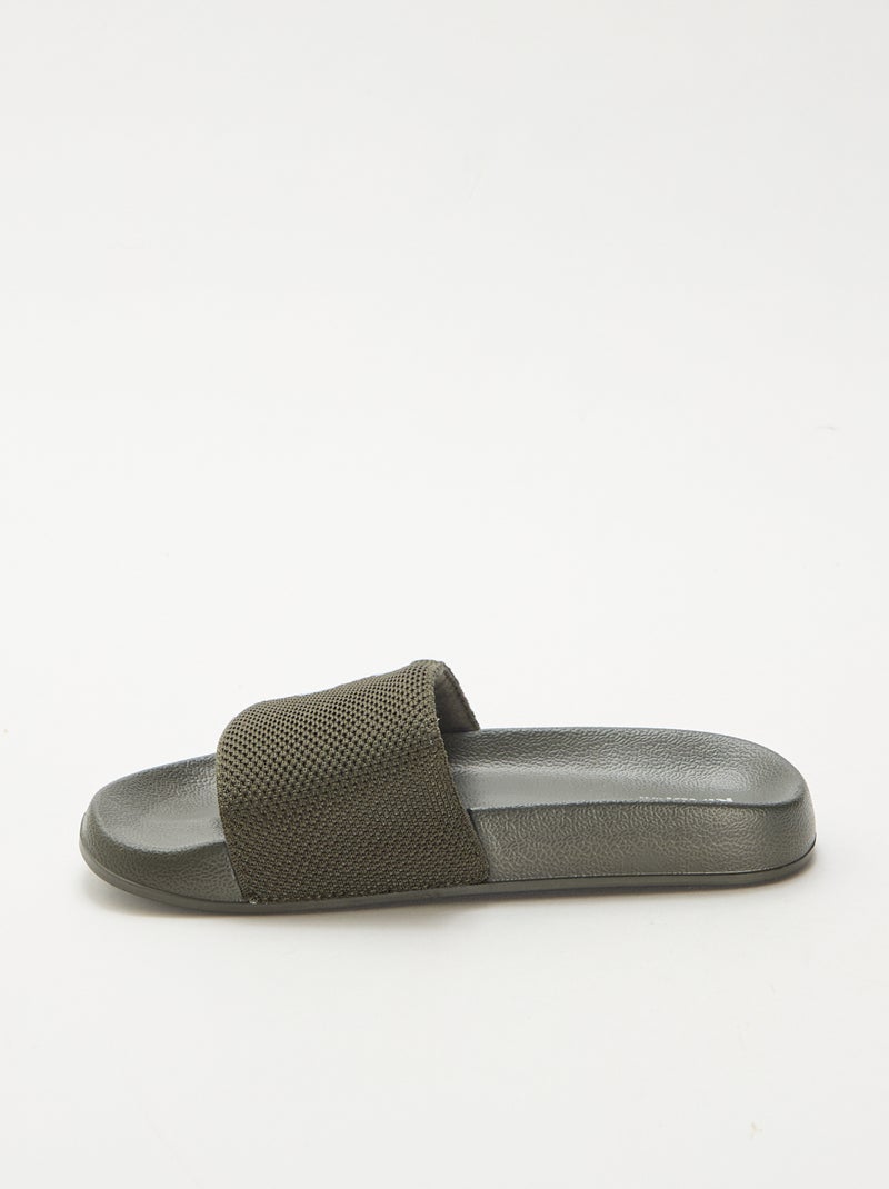Zwembadslippers met band van mesh Kaki - Kiabi