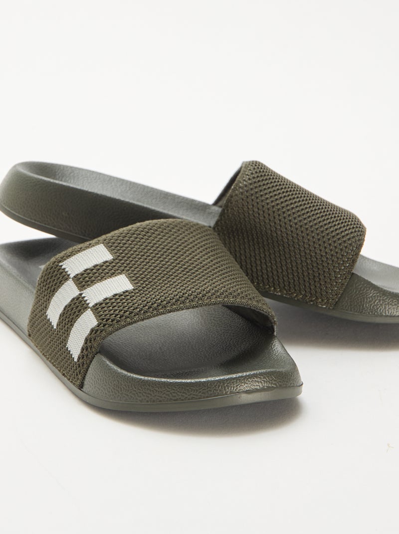 Zwembadslippers met band van mesh Kaki - Kiabi