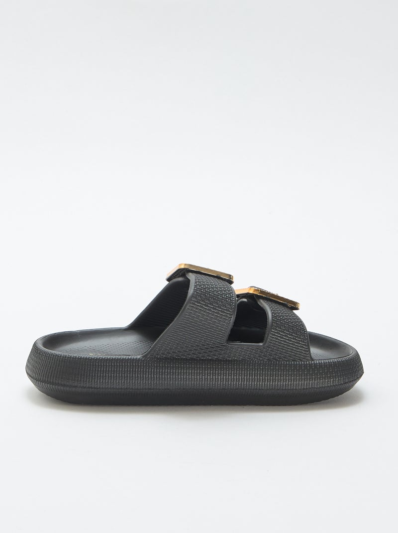 Zwembadslippers met strassgespen Zwart - Kiabi