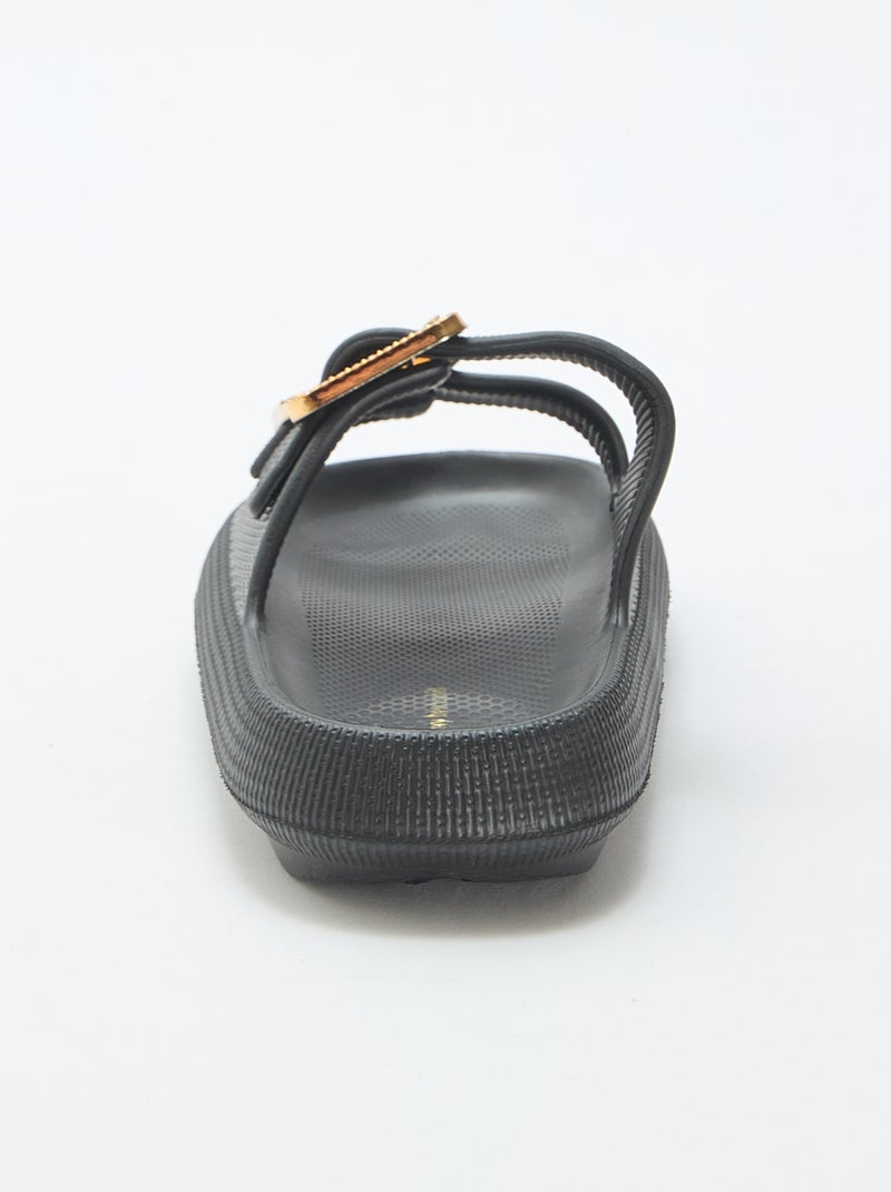 Zwembadslippers met strassgespen Zwart - Kiabi