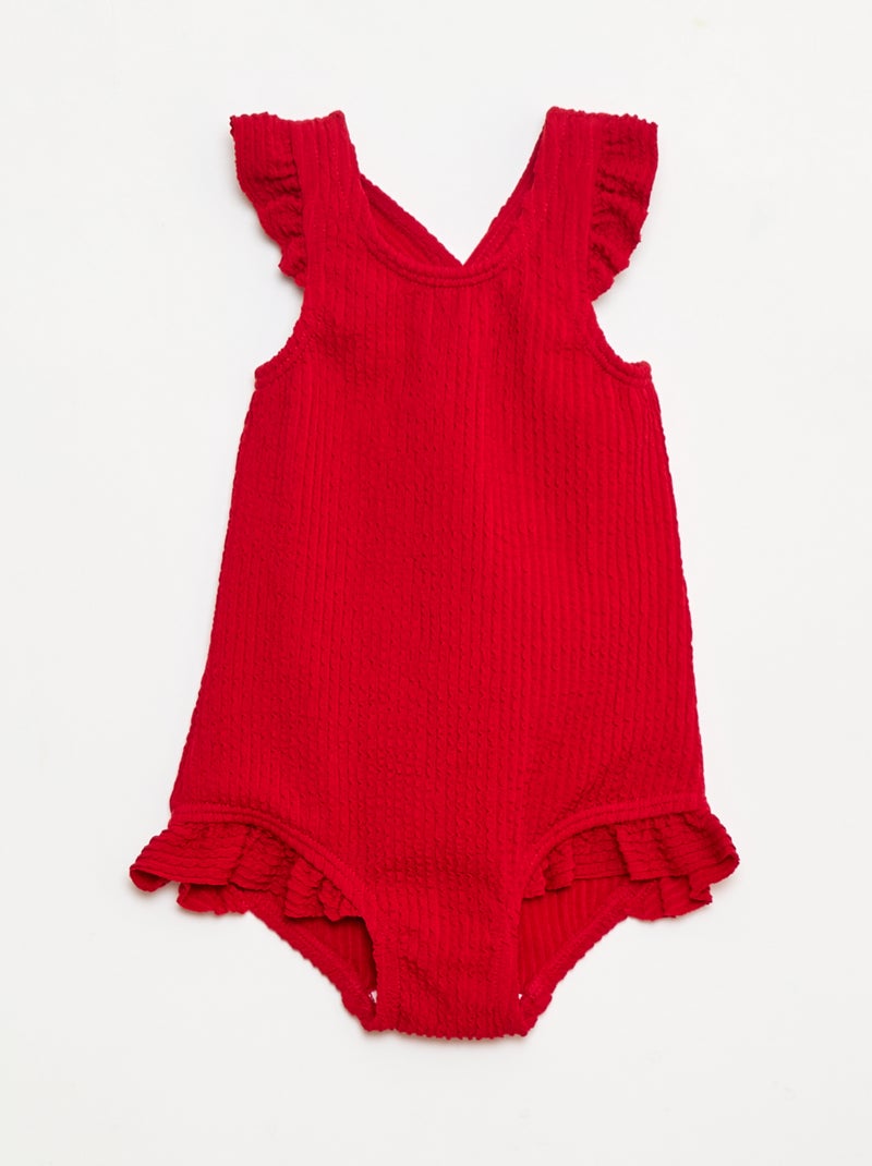 Zwempakje van effen tricot Rood - Kiabi