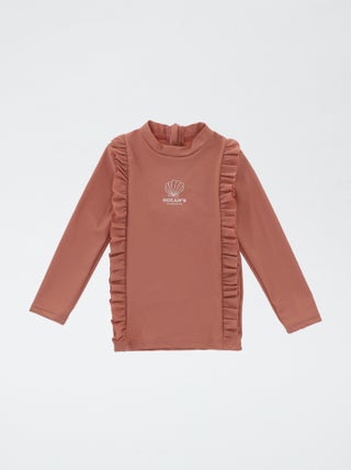 Zwemshirt met ruches en lange mouw