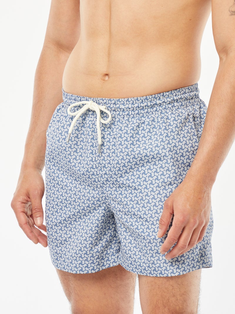 Zwemshort met fantasieprint BLAUW - Kiabi