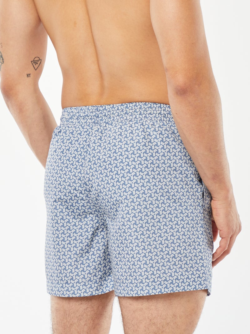 Zwemshort met fantasieprint BLAUW - Kiabi