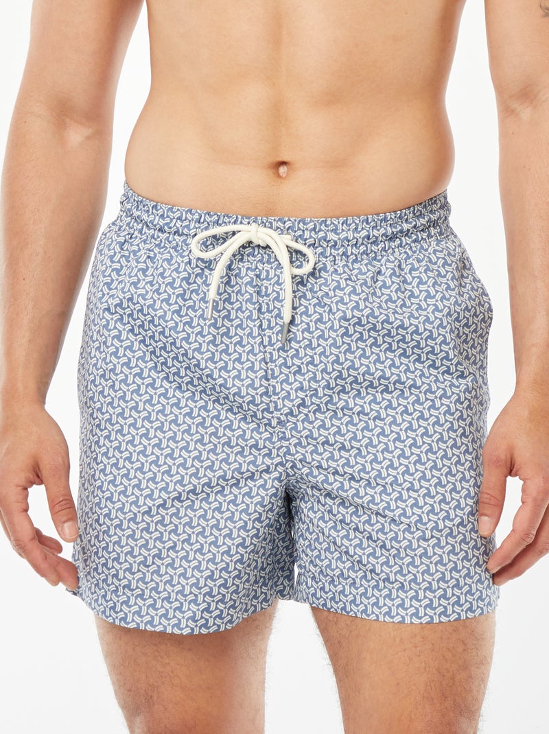 Zwemshort met fantasieprint BLAUW - Kiabi