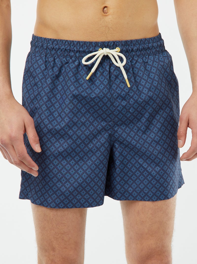 Zwemshort met fantasieprint BLAUW - Kiabi