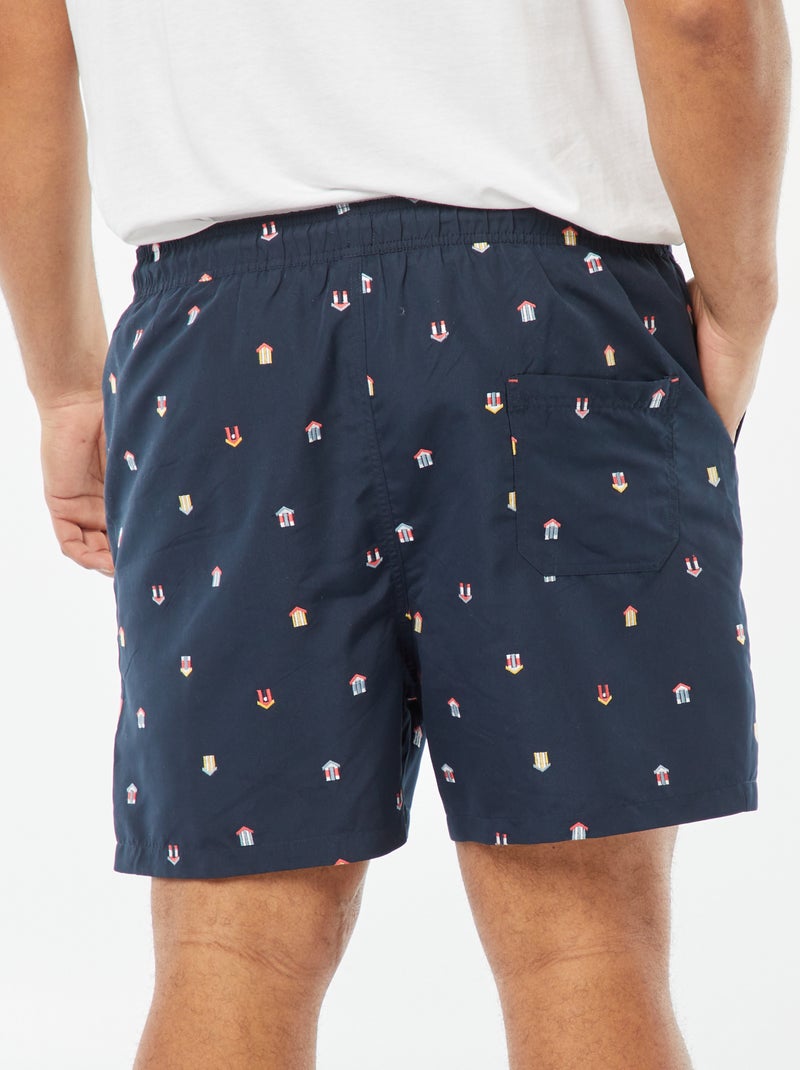Zwemshort met geborduurde motiefjes BLAUW - Kiabi