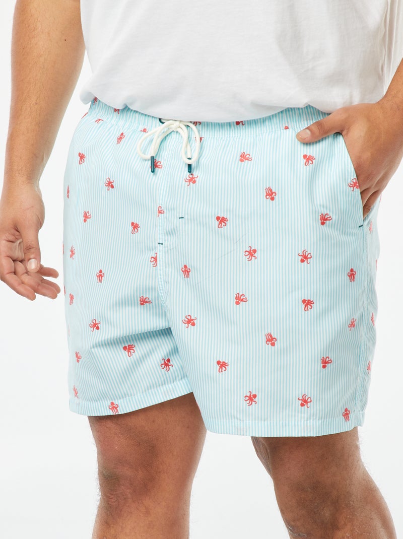 Zwemshort met geborduurde motiefjes GROEN - Kiabi