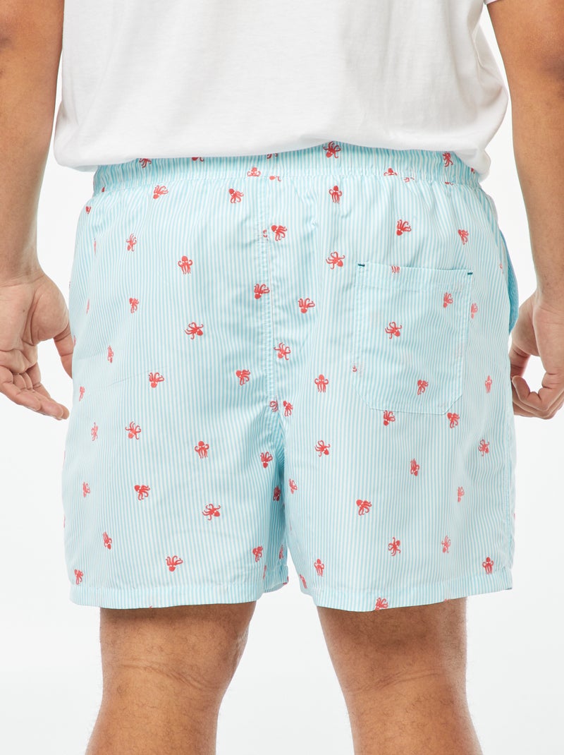 Zwemshort met geborduurde motiefjes GROEN - Kiabi