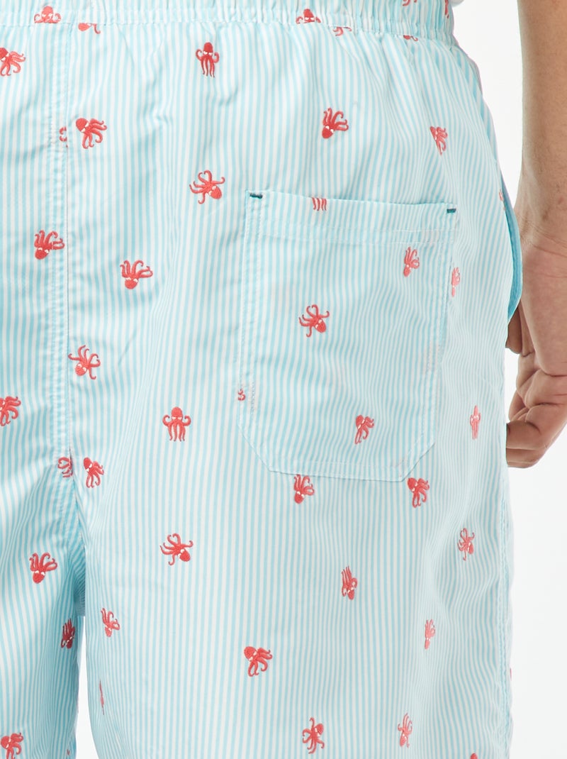 Zwemshort met geborduurde motiefjes GROEN - Kiabi