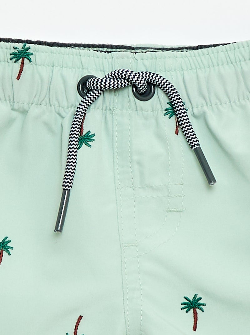 Zwemshort met 'kreeft' borduursels Blauw - Kiabi