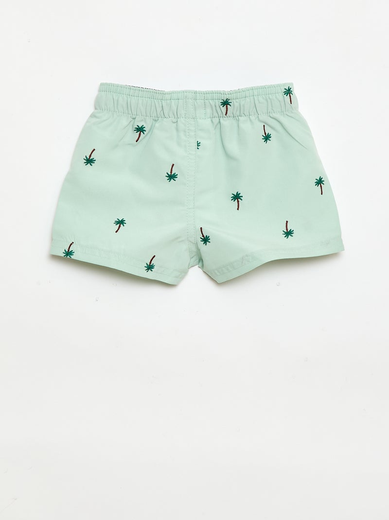 Zwemshort met 'kreeft' borduursels Blauw - Kiabi