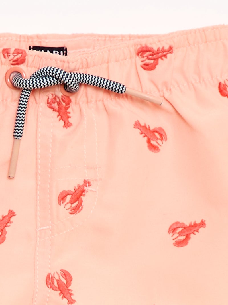 Zwemshort met 'kreeft' borduursels Oranje - Kiabi