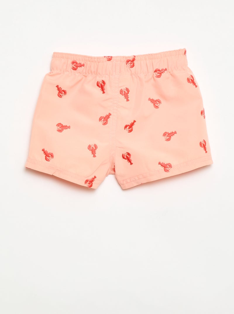 Zwemshort met 'kreeft' borduursels Oranje - Kiabi
