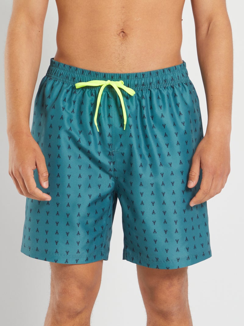 Zwemshort met kreeftprint GROEN - Kiabi