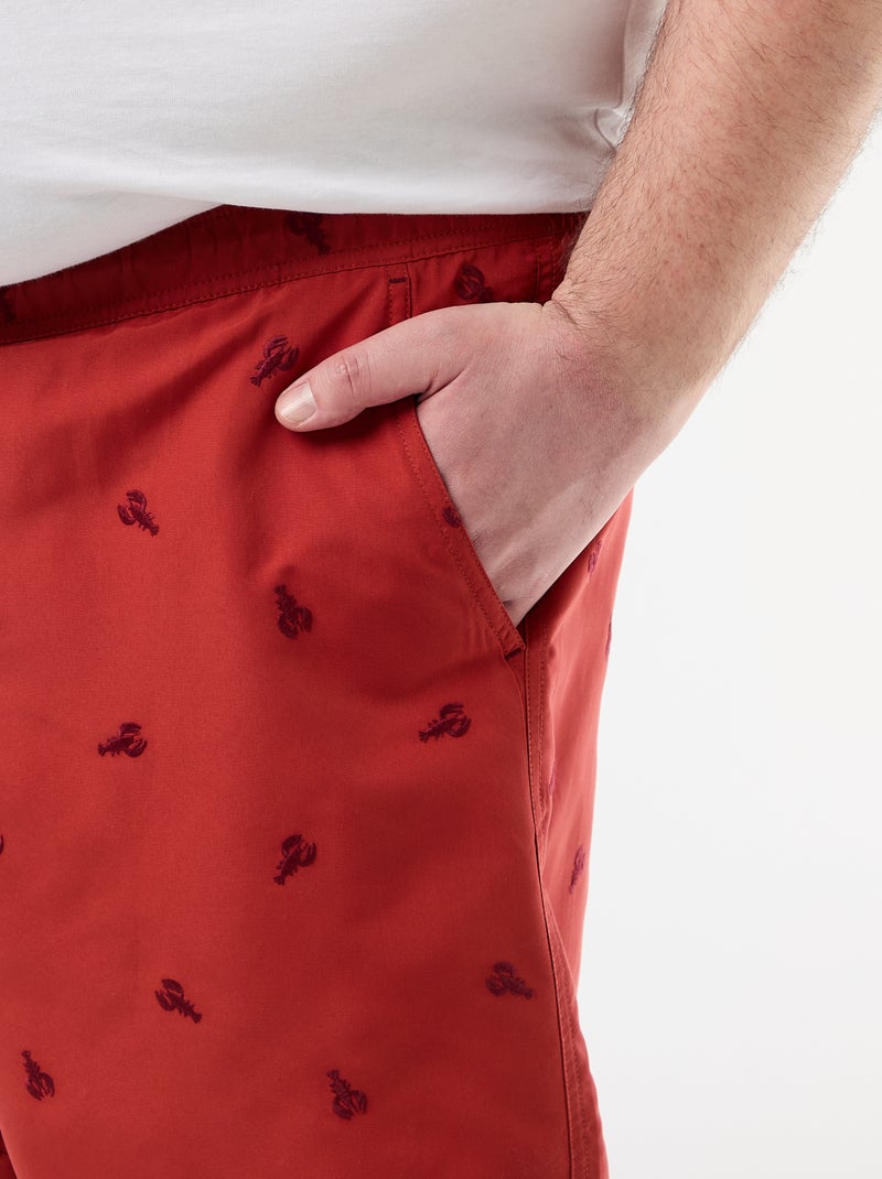 Zwemshort met motief Rood - Kiabi