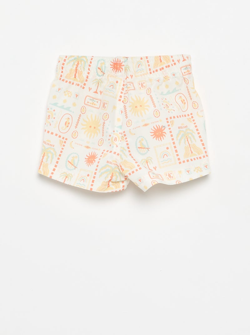 Zwemshort met motief Wit - Kiabi