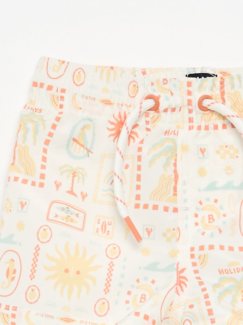 Zwemshort met motief Wit - Kiabi