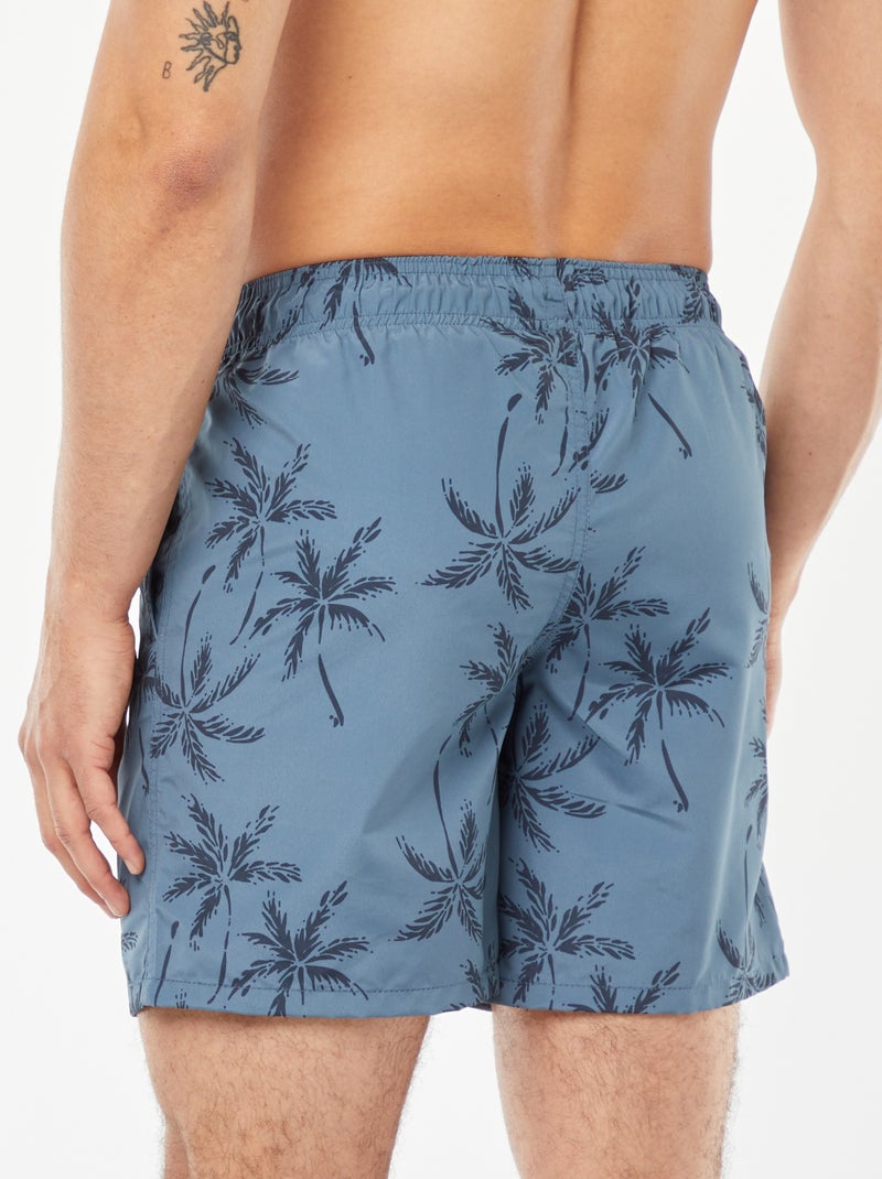 Zwemshort met palmmotief BLAUW - Kiabi