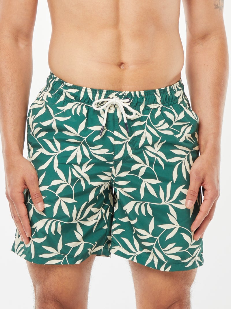 Zwemshort met palmmotief GROEN - Kiabi