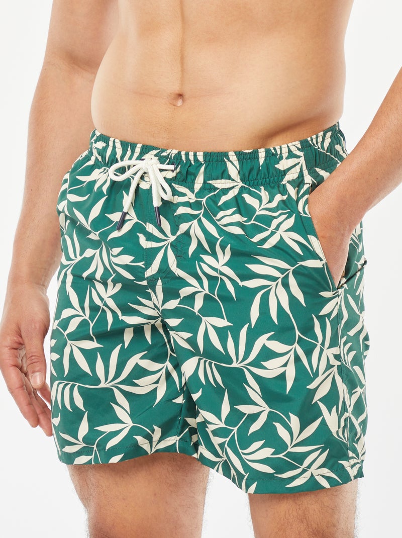 Zwemshort met palmmotief GROEN - Kiabi
