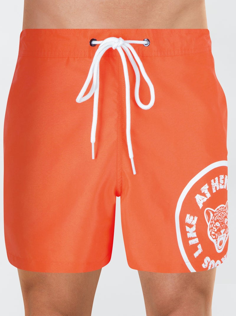 Zwemshort met tekstopdruk ORANJE - Kiabi