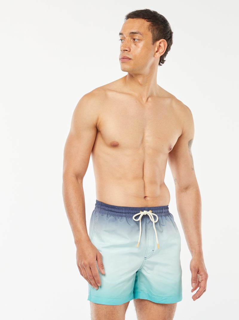 Zwemshort met tie-dyeprint BLAUW - Kiabi