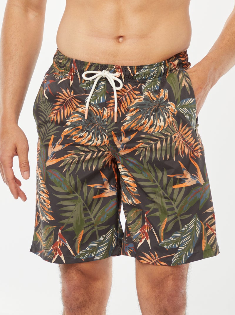 Zwemshort met tropische print GRIJS - Kiabi
