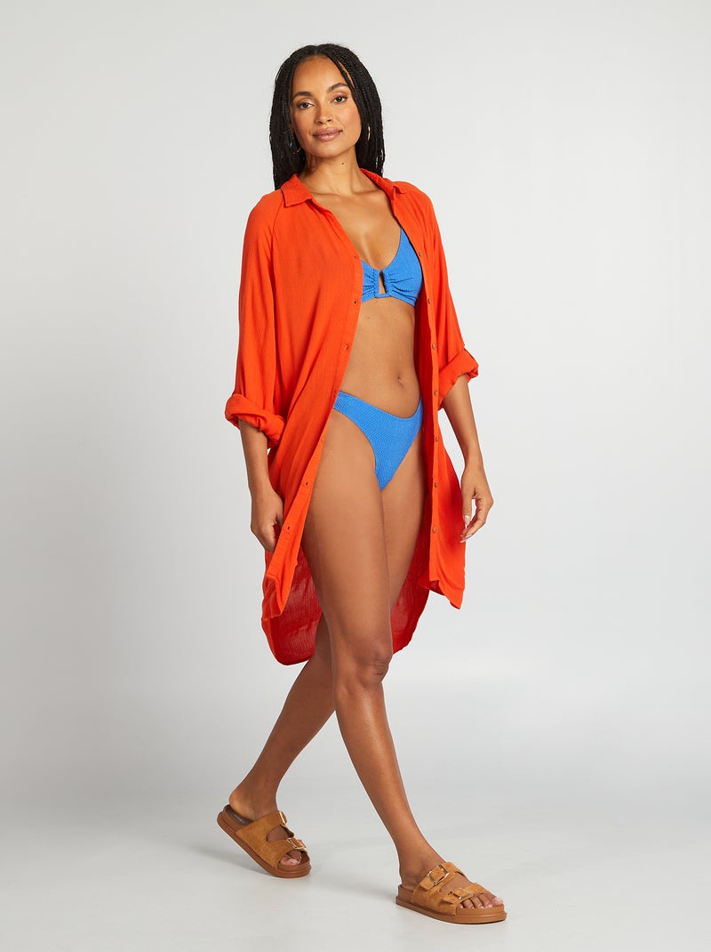 Zwemtanga van gewafelde stof BLAUW - Kiabi